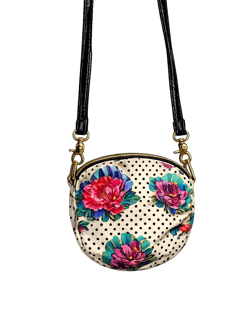 Betsey Johnson Floral Polka Dot Crossbody Bag Mini Purse Y2K Glam - Picture 4 of 5